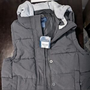 Arizona Jean Co. Quilted Gray Puffy Vest with Hood, size M